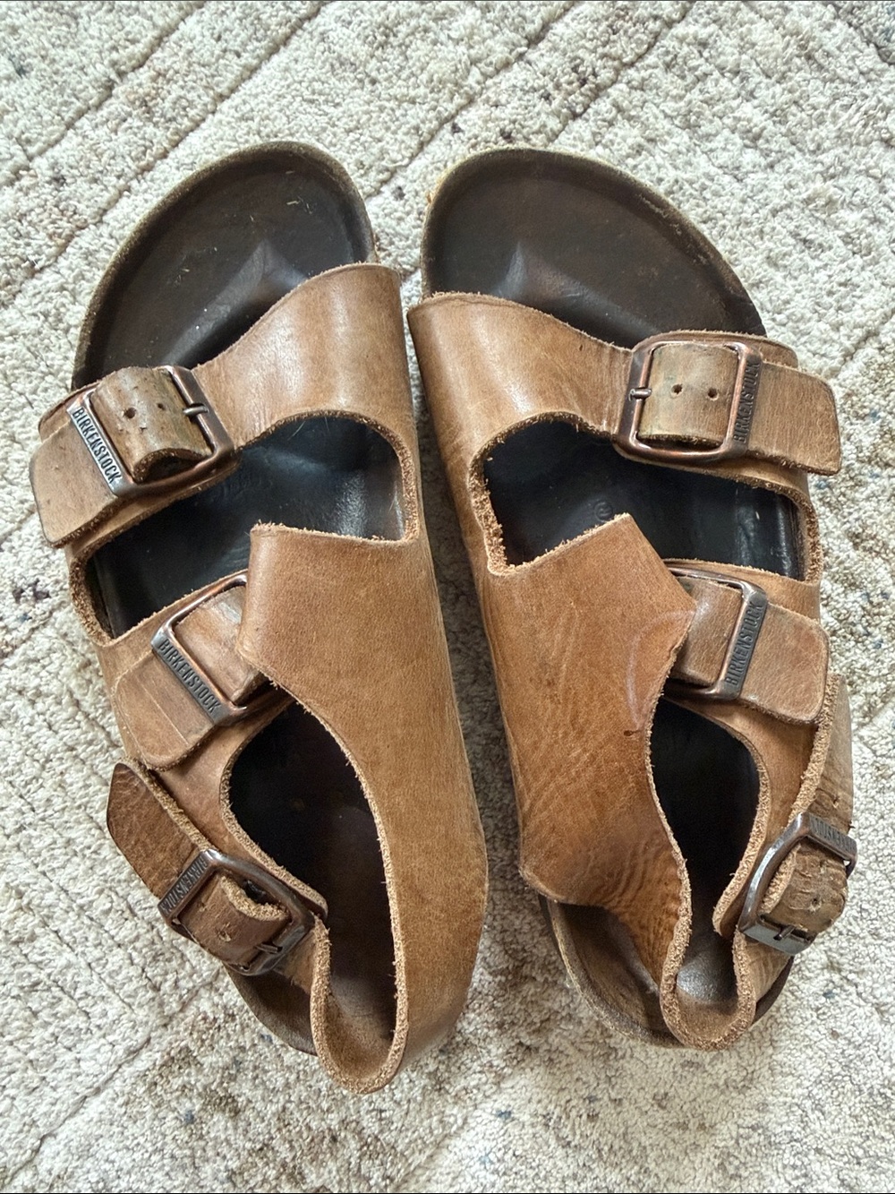 Birkenstock Brown Leather Two-Buckle Kids Sandals - Brown